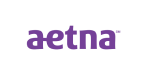The image displays the Aetna logo, with "aetna" in lowercase purple letters on a transparent background, representing a trusted health insurance specialist in NJ.