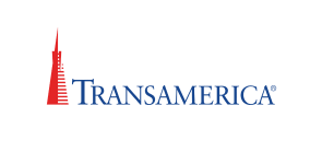 Logo of Transamerica featuring a red depiction of a tall tower with horizontal lines, resembling a pyramid. The brand name "Transamerica" is written in blue, aligned to the right of the tower image, highlighting their role as a health insurance specialist in NJ.