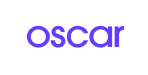 The word "oscar" is written in bold, rounded, lowercase purple letters on a light gray background.